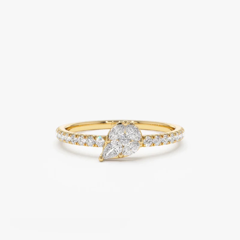 Affordable Designer Engagement Rings-14k Pear Shape Illusion Setting Diamond Engagement Ring