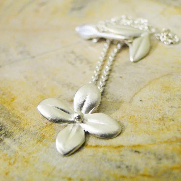 Inspirational Necklaces-Cherry Blossom Sterling Silver Pendant Necklace