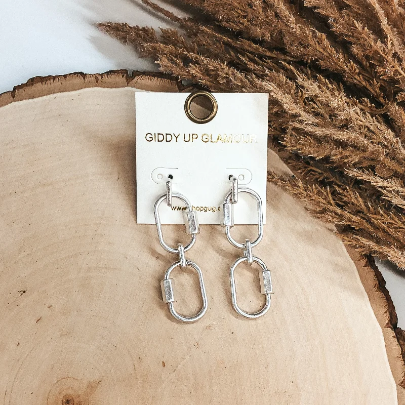 Modern Hoop Earrings for Women-On The Clock Earrings in Matte Silver