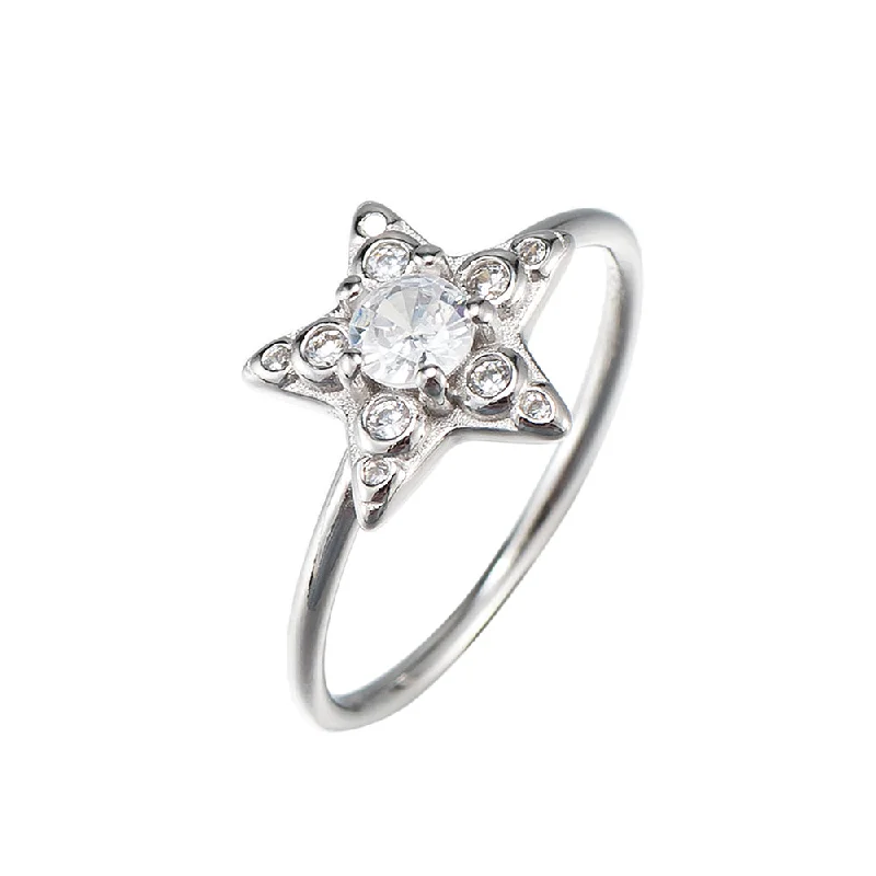 Custom Diamond Promise Rings-Zirconia Star Ring