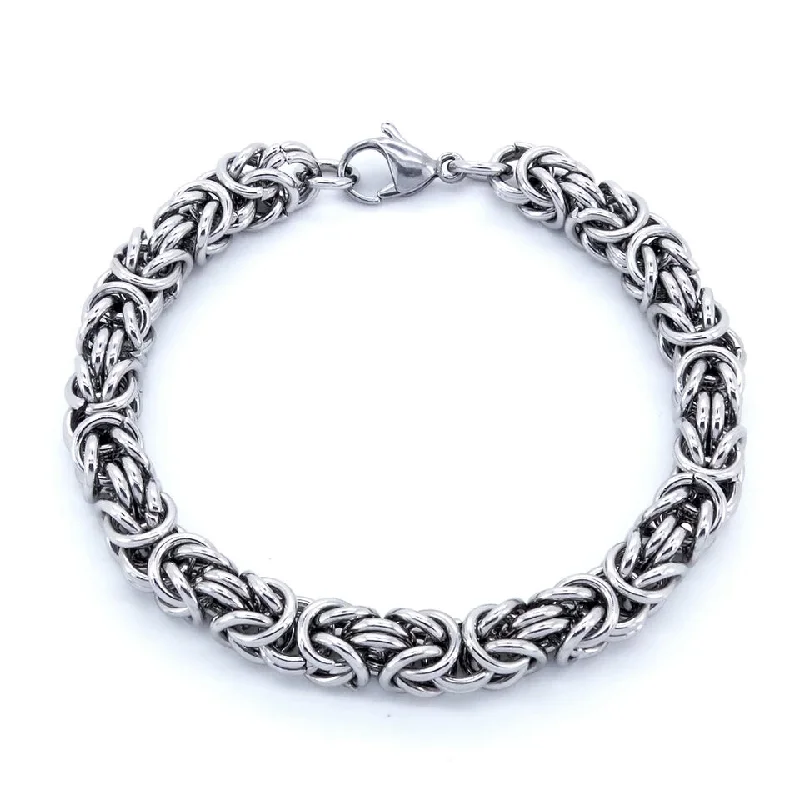 Custom Bracelets for College Students-Stainless Steel 10mm Weaved  Chain  Bracelet