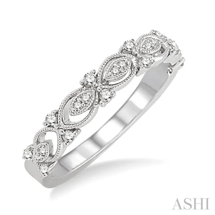 Designer Wedding Rings for Her-1/6 Ctw Round Diamond Wedding Band with in 14K White Gold