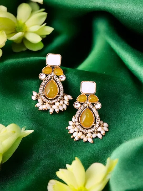 Sparkling Gold Earrings for Women-Lemon Nalini Danglers