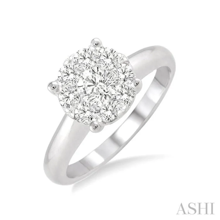 Luxury Wedding Bands with Diamonds-1/4 Ctw Lovebright Round Cut Diamond Ring in 14K White Gold