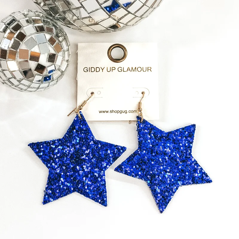 Elegant Drop Earrings for Women-Glitter Star Earrings in Blue