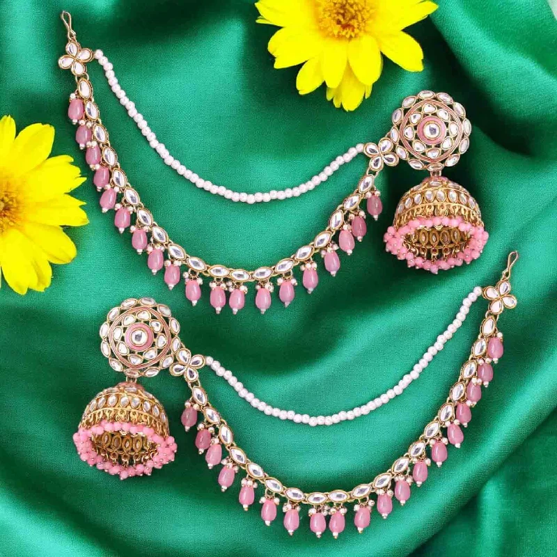 Trendy Drop Hoop Earrings-Blush Nutan Sahara Jhumkis