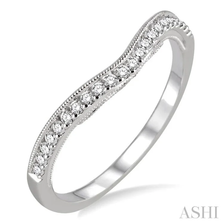 Men’s Custom Rings-1/6 Ctw Round Cut Diamond Wedding Band in 14K White Gold