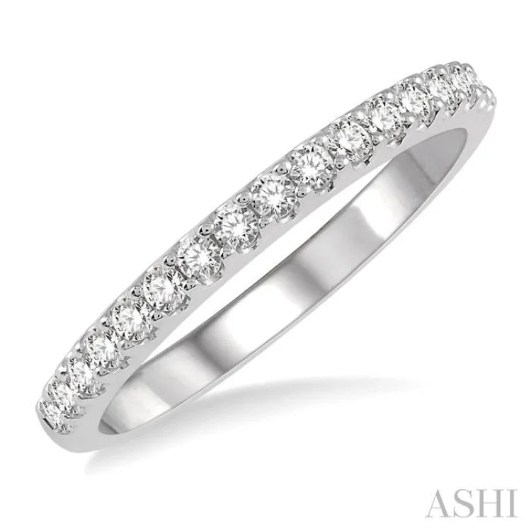 Personalized Gemstone Wedding Bands-1/3 Ctw Round Cut Diamond Wedding Band in 14K White Gold