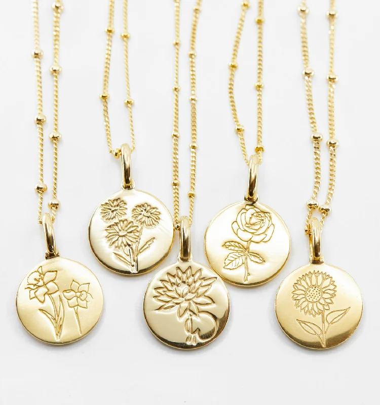 Modern Necklaces-Birth Flower Necklaces