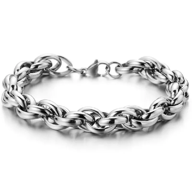 Personalized Cuff Bracelets for Men-Stainless Steel 11mm Retro Chain Bracelet