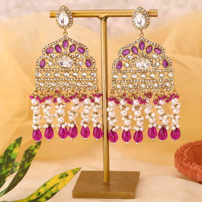 Luxury Silver Earrings-Purple Ashuni Chandbalis