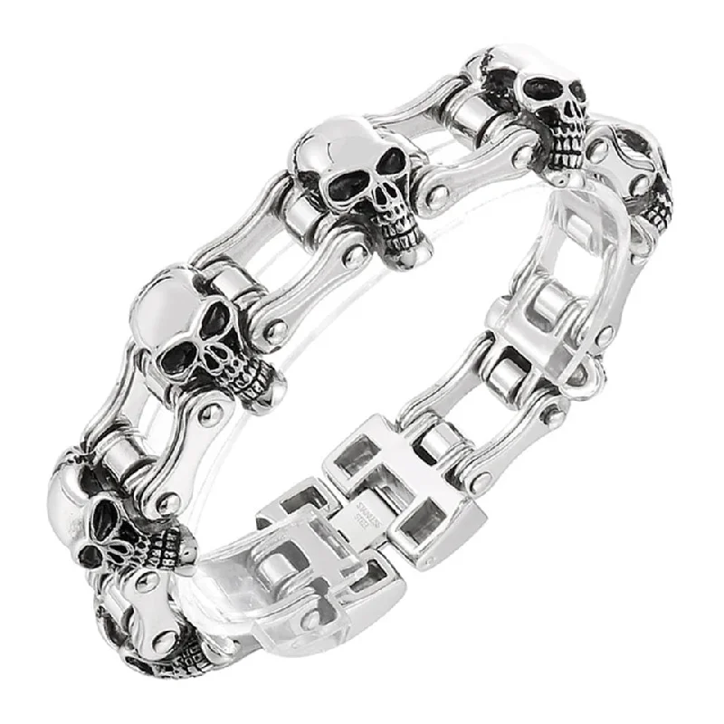 Adjustable Bracelets for Women-Motorcycle Chain Head Skull Bracelet