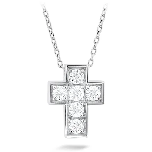 Onyx Necklaces-Hearts On Fire Divine Mini Cross Diamond Necklace