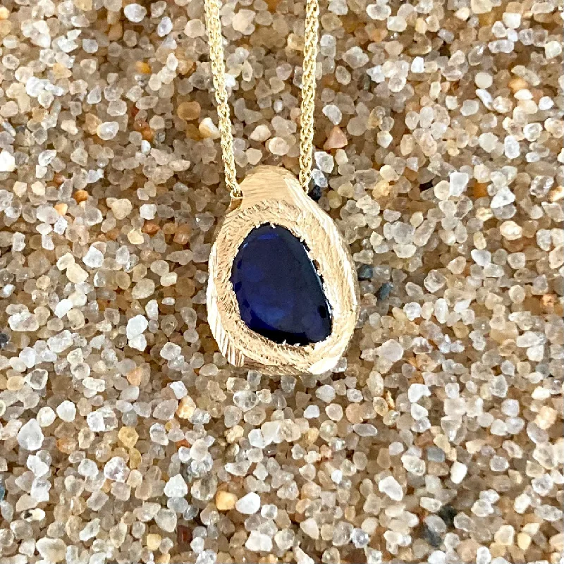 Energy Necklaces-Rose Cut Sapphire 18K Gold Necklace