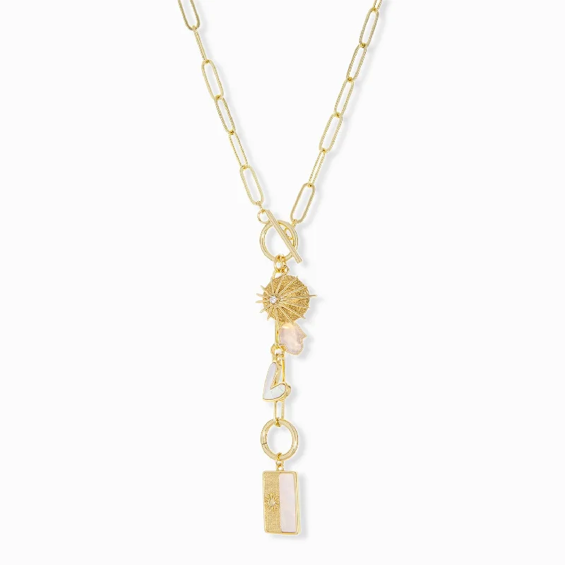 Citrine Necklaces-lariat toggle charm necklace