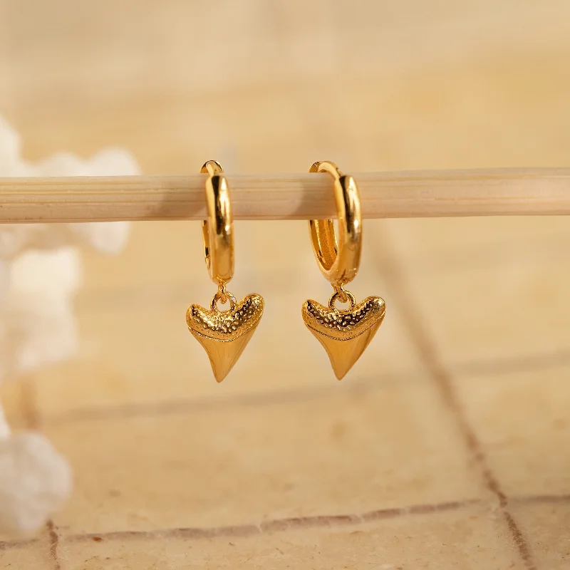 Simple Drop Stud Earrings-Shark Tooth Huggies