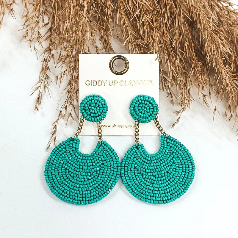 Crystal Hoop Earrings-Mini Pure Perfection Seed Bead 2 Tiered Drop Earrings in Turquoise