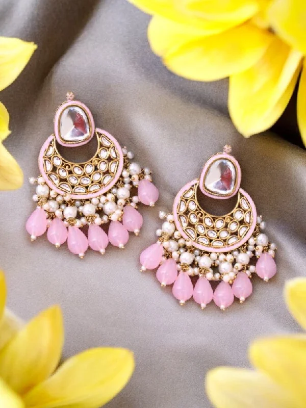 Handcrafted Drop Earrings-Blush Aabriti Chandbalis