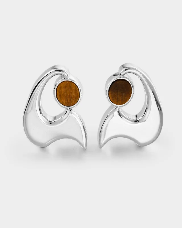 Silver Hoop Drop Earrings-Jupiter Nebula Earrings