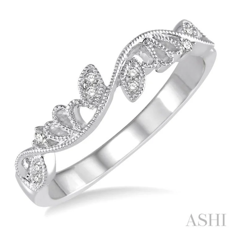 Classic Diamond Wedding Bands-1/20 Ctw Round Diamond Wedding Band in 14K White Gold