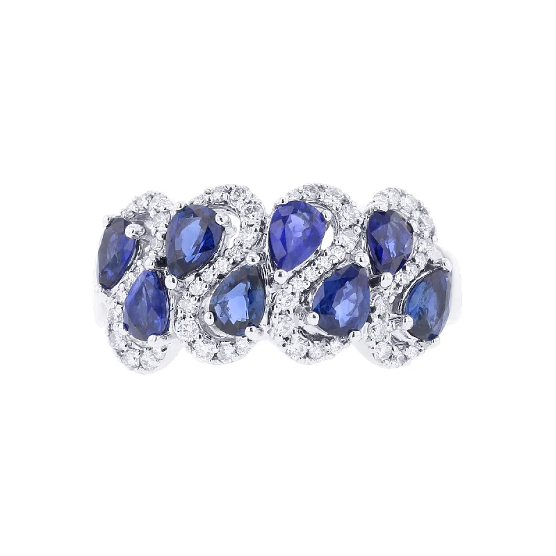 Custom Engagement Rings for Women-Queen Royal Sapphire & Diamond Ring