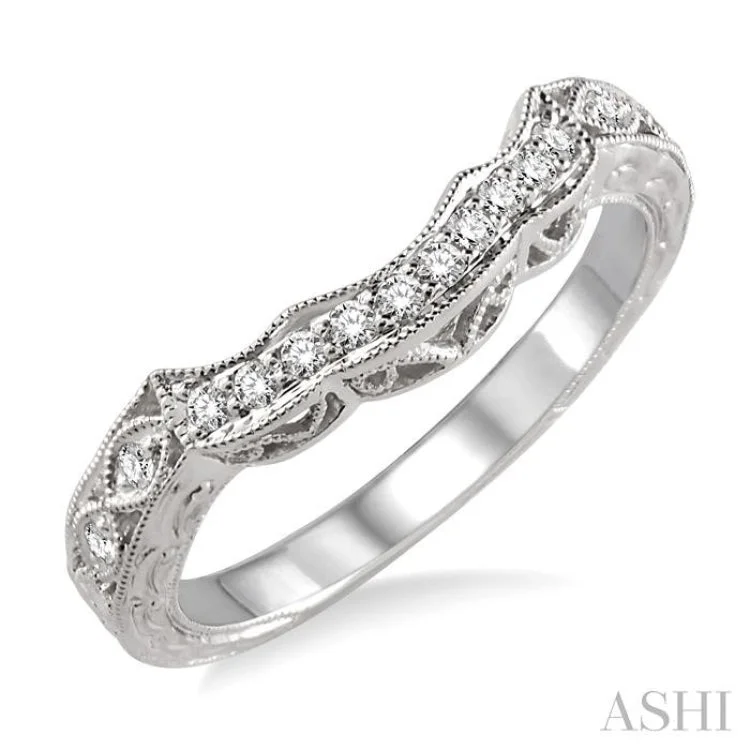 Wedding Rings with Personalization-1/6 Ctw Round Cut Diamond Wedding Band in 14K White Gold