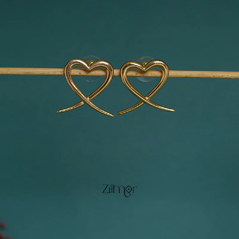 Geometric Gemstone Earrings for Women-PE1011349 -Gold tone Heart Shape  Earrings