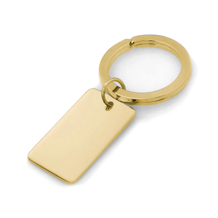 Customizable Engagement Rings for Couples-Gold Finish Plain Polished Rectangle Key Ring