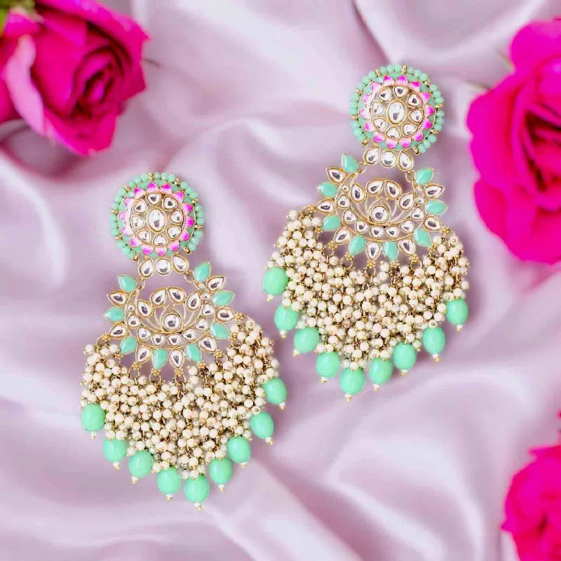 Simple Pearl Drop Earrings-Mint Shalani Chandbalis