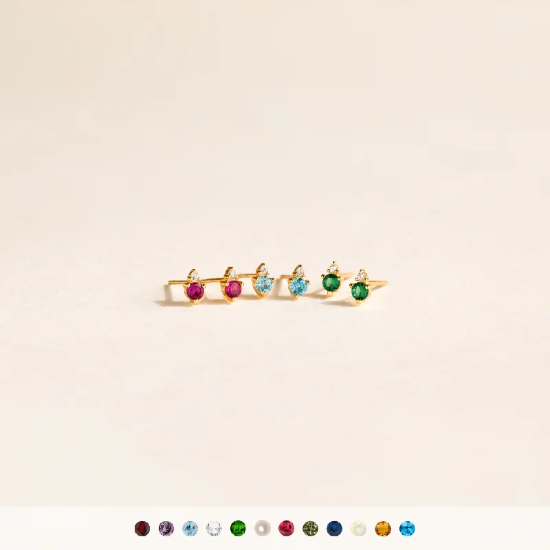 Simple Drop Earrings-Raindrop Birthstone Studs