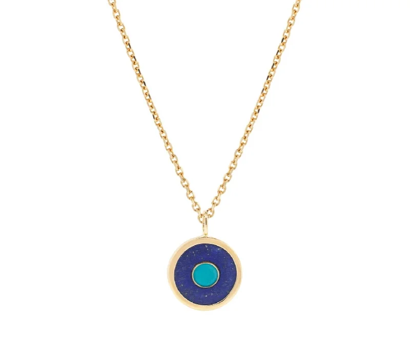 Personalized Necklaces-Lapis & Turquoise Eye Pendant Necklace