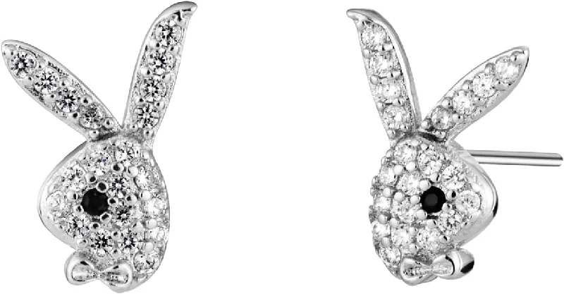 Sparkling Designer Earrings-Playboy Bunny Stud Earrings