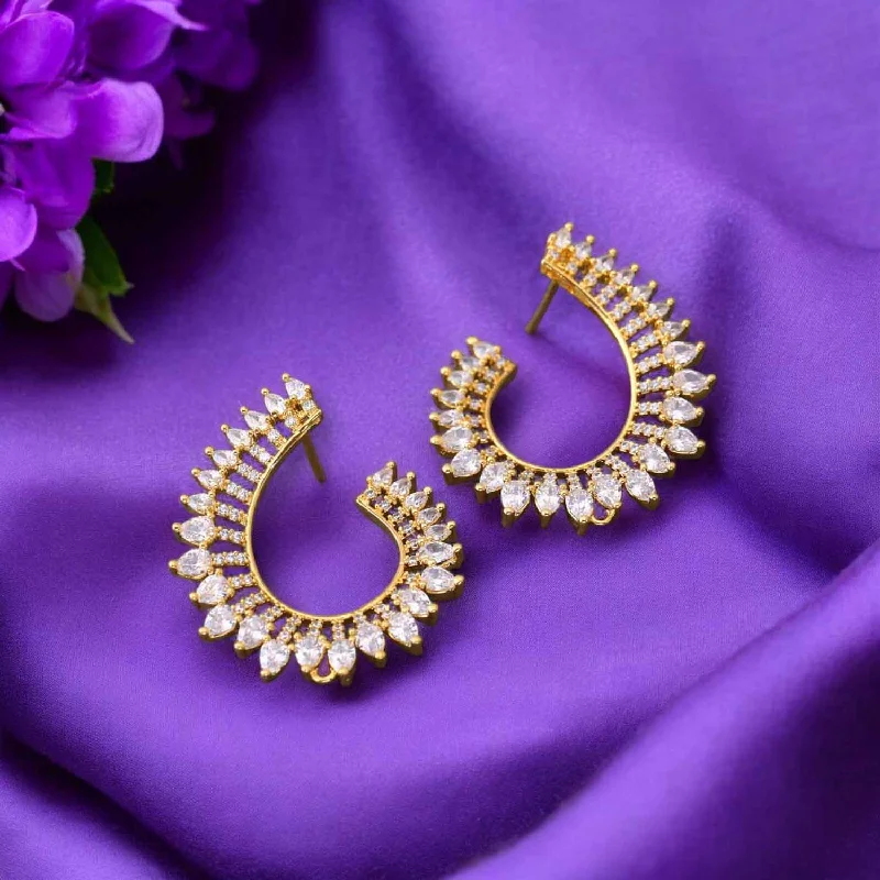 Bold Crystal Earrings-Golden Louie Zirconia Studs