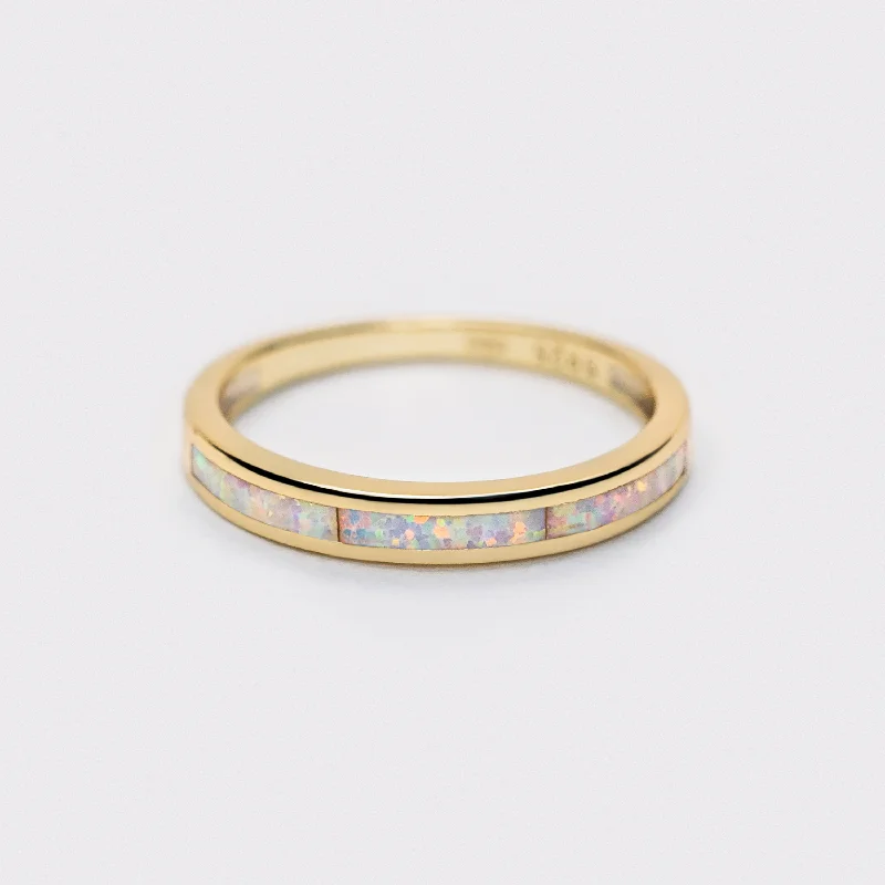 Personalized Engagement Rings for Men-Opal Band Ring