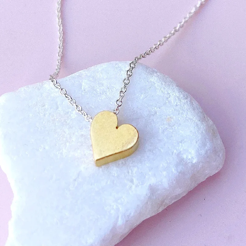 Adjustable Chain Necklaces-Tiny Mighty Heart of Gold Necklace