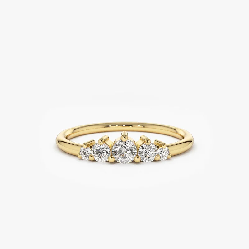 Gemstone Wedding Rings for Women-14K Gold 5 Stone Graduating Diamond Wedding Ring