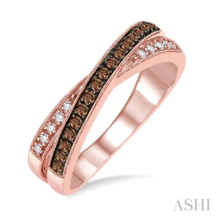 Custom Diamond Rings for Men-1/4 Ctw Round Cut Champagne Brown Diamond Ring in 10K Rose Gold