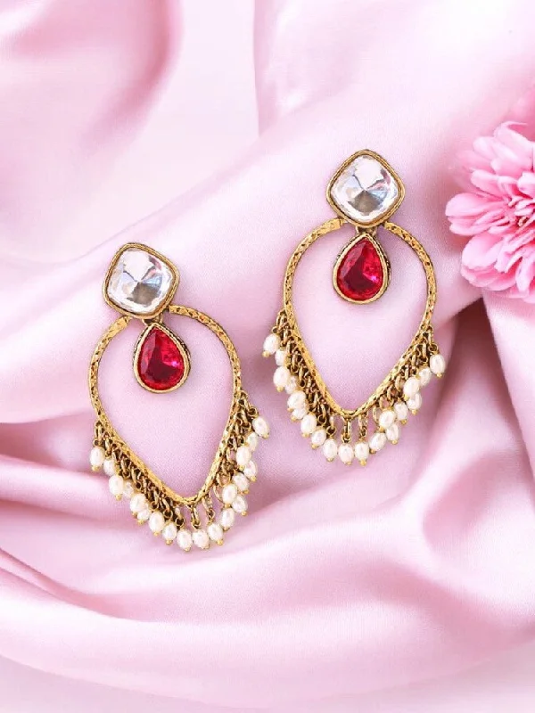 Large Crystal Earrings-Rani Nilambari Danglers