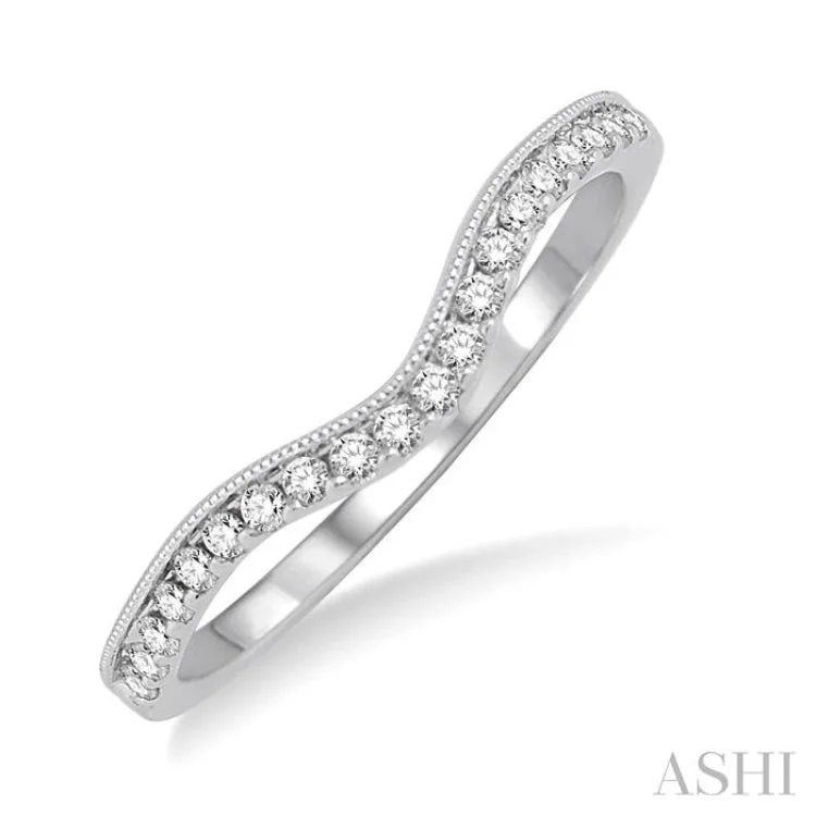 Simple Engagement Rings for Women-1/5 Ctw Round Cut Diamond Wedding Band in 14K White Gold