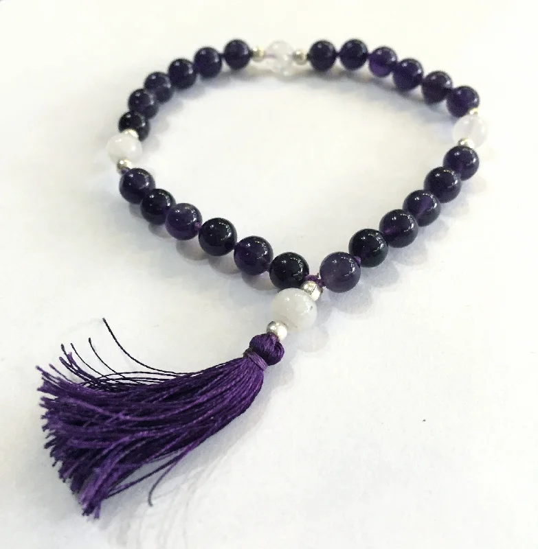 Charm Bracelets with Inspirational Quotes-Amethyst & Pearl Quartermala