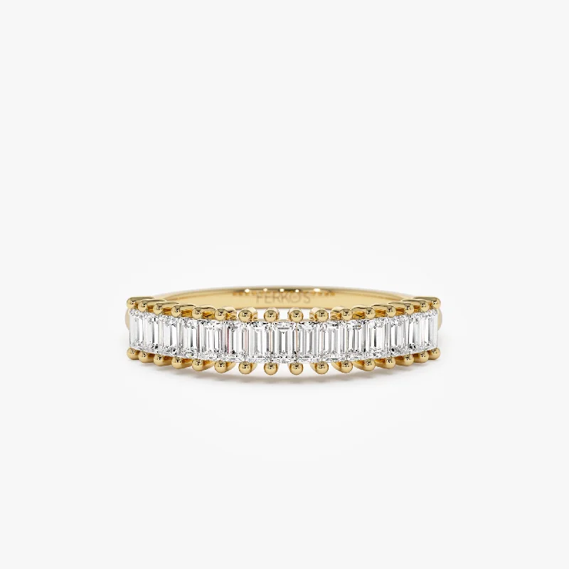 Custom Name Rings for Women-14k Baguette Diamond Wedding Band