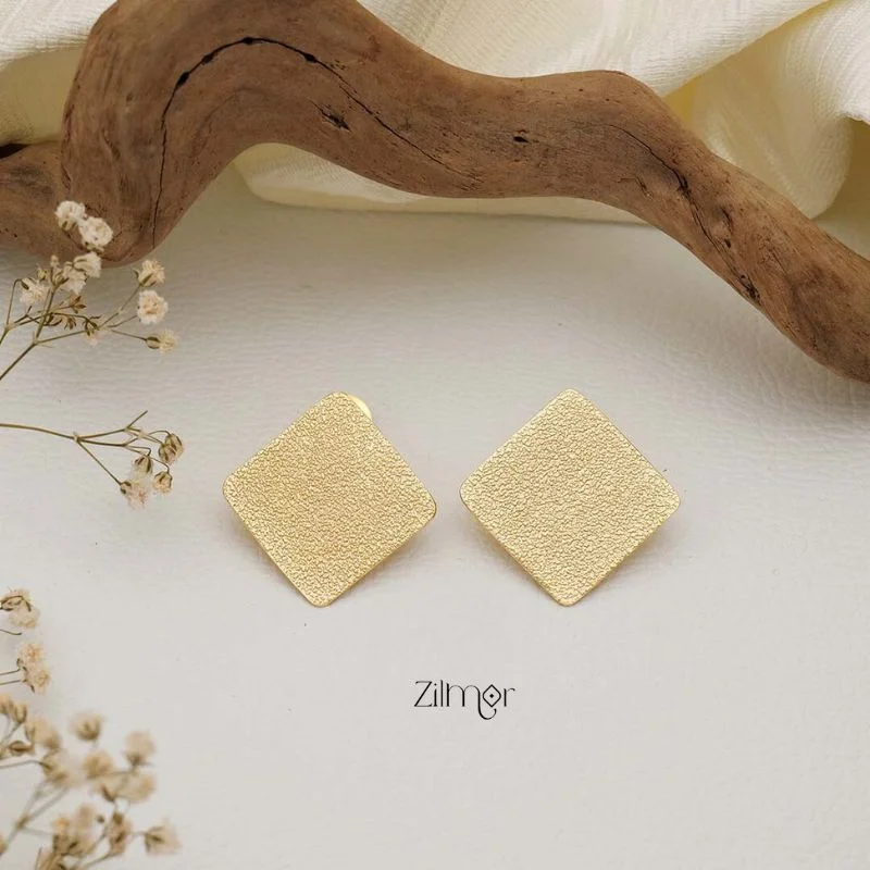 Handcrafted Drop Earrings-Square Brass  Stud Earrings - AS100730