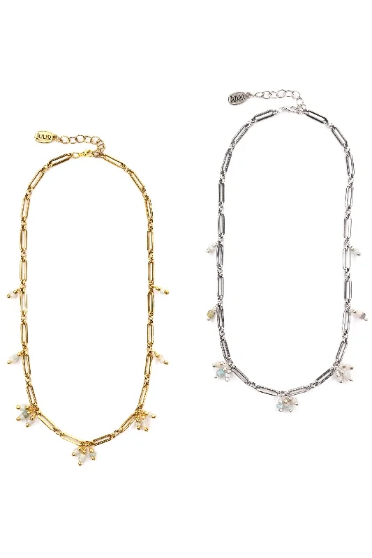 Trendy Fashion Necklaces-Tomasita Gemstone and Paperclip Chain Necklace