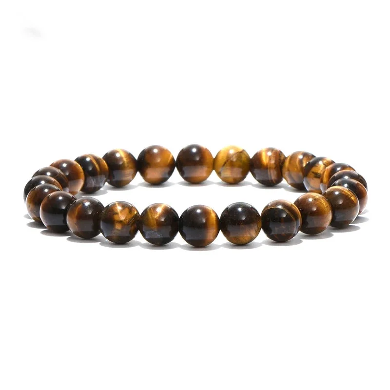 Custom Stone Bracelets for Women-10mm Tigers Eye Bracelet 