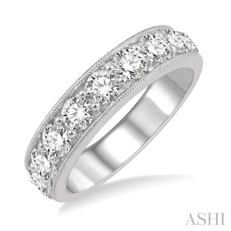 Designer Engagement Bands-2 ctw Round Cut Diamond Wedding Band in 14K White Gold