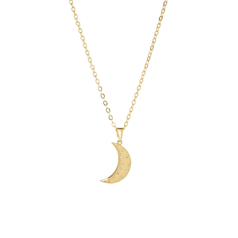 Antique Gold Necklaces-gold plated large crescent necklace