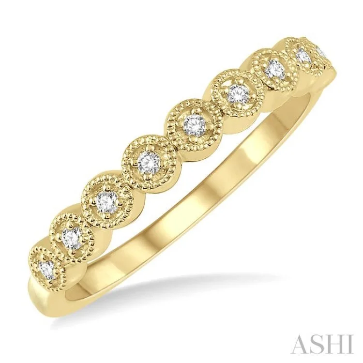 Custom Diamond Engagement Band-1/10 Ctw Circular Mount Round Cut Diamond Stackable Band in 14K Yellow Gold