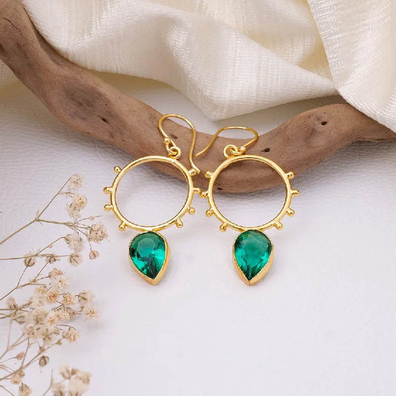 Simple Hoop Earrings for Women-Golden Circle Dotted Drop Earrings - AS100760