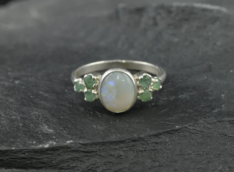 Engagement Rings with Emeralds-Opal Statement Ring - Vintage Emerald Ring - October Birthstone Ring