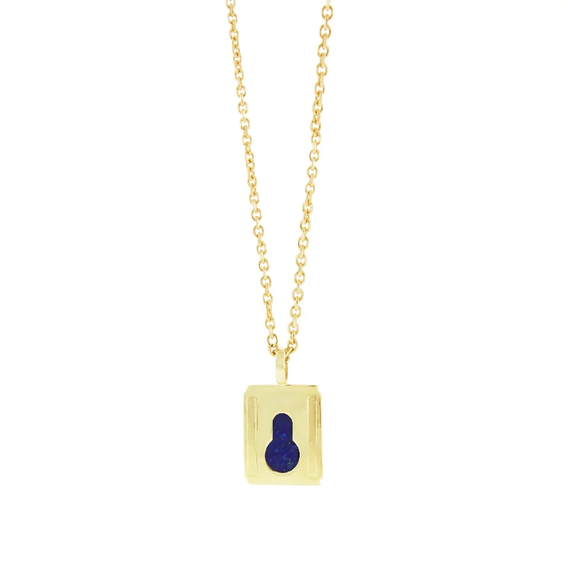 Boutique Necklaces-Lapis Lock Pendant Necklace